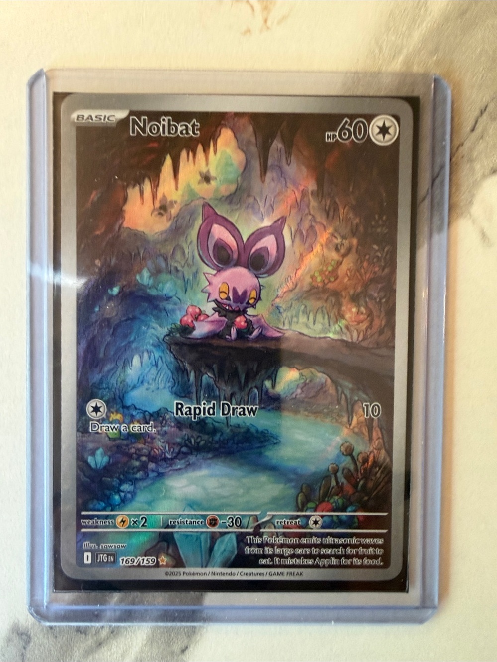 Pokemon Noibat Full Art Rare Trading Card - Purple and Blue